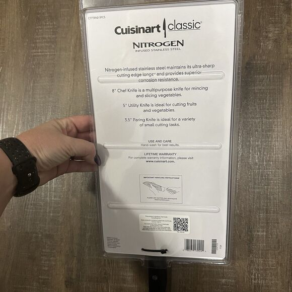 Cuisinart Classic NITROGEN INFUSED 8" Chef 5" Utility 3" Paring Knife Set NEW - Picture 2 of 4